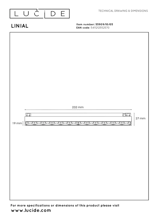 Lucide Premium LINIAL XENIA Track - 1-circuit Track lighting system - LED -Champagne - technical